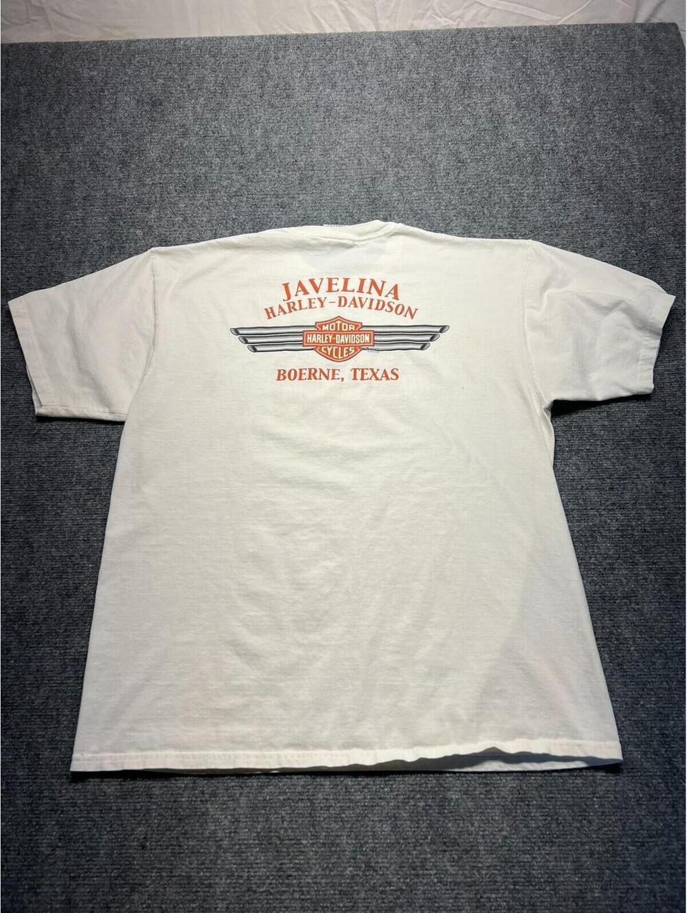 Harley-Davidson Mens XL T-Shirt Vintage Logo on front Javelina Boerne TX on back - Picture 3 of 8